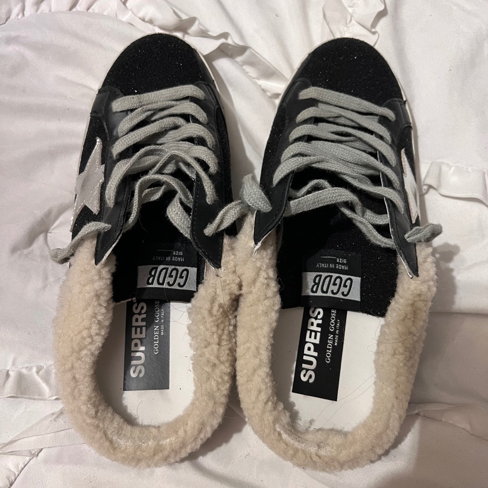 Golden Goose Slides black glitter